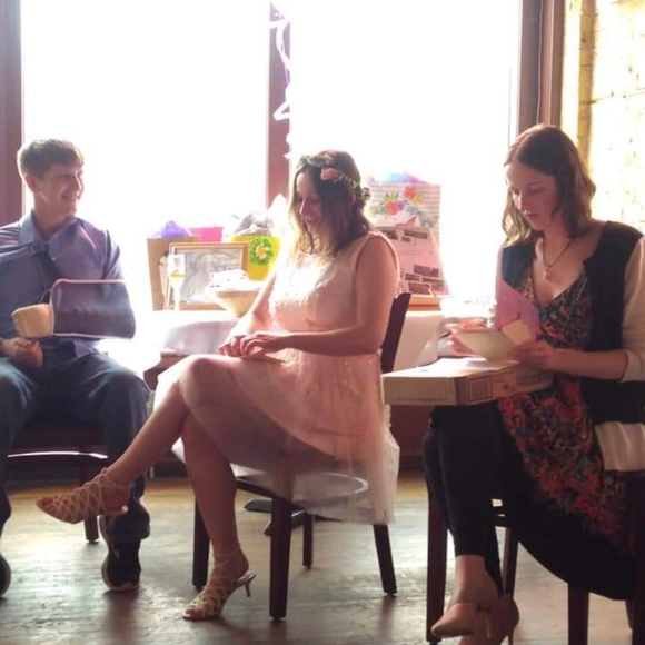 Ada's Bridal Pale Pink Babydoll Bridal Shower Dress with Beaded Details - Picture 7 of 8